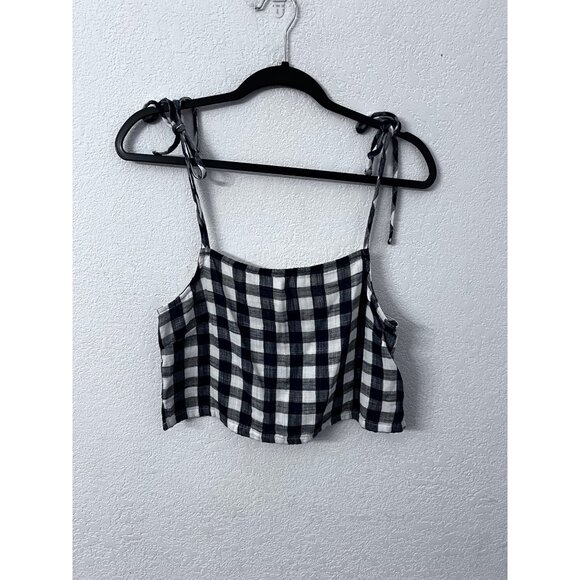 Forever 21 Womens Gingham Crop Top With Adjustable Straps Size S - Picture 1 of 6
